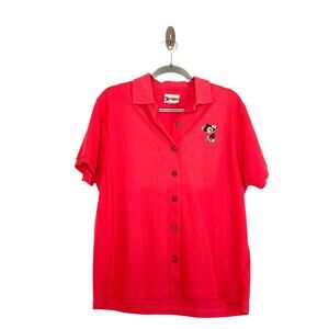 Vintage Walt Disney World Embroidered Minnie Mouse Golf Button Up Top Sz L 90s
